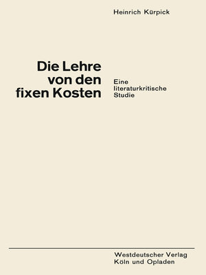 cover image of Die Lehre von den fixen Kosten